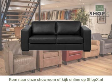 Leren bank Flow - 2,5 zits - Massif Nero (zwart) - Poten, Huis en Inrichting, Nieuw, Ophalen of Verzenden, Rechte bank, Modern