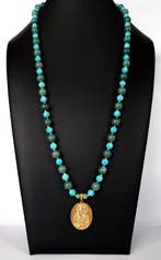 Howliet turquoise & aventurijn - Ketting – Medaillon van de