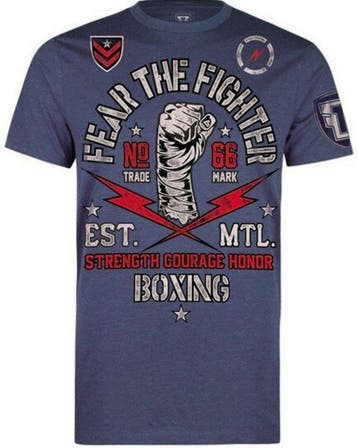 Fear The Fighter Boxing Club T-shirt Katoen Blauw, Ophalen of Verzenden, Nieuw