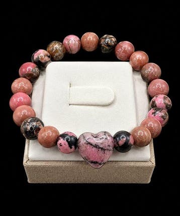 Zeer mooie rhodoniet-hartenarmband in geschenkdoos - Armband