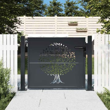 vidaXL Poort 100x100 cm met boomontwerp staal, Verzenden, Nieuw