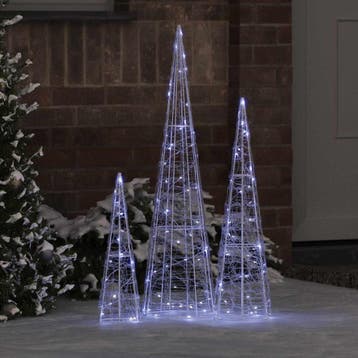 vidaXL Kerstboom 3 st 90 LEDs Koudwit 20 x 20 x 80 cm Acryl, Diversen, Kerst, Verzenden, Nieuw