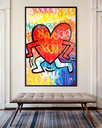 Gunnar Zyl - Running Heart / Keith Haring & Zyl XXL, Antiek en Kunst, Kunst | Schilderijen | Modern