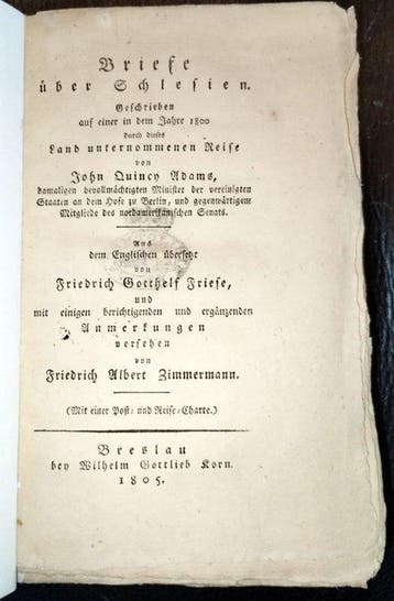 Adams, John Quincy - Briefe über Schlesien - 1805