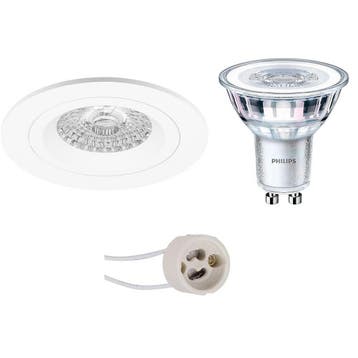 GU10 Inbouwspot Set - Mat Wit - Inbouw Rond - Philips -, Ophalen of Verzenden, Nieuw, Plafondspot of Wandspot