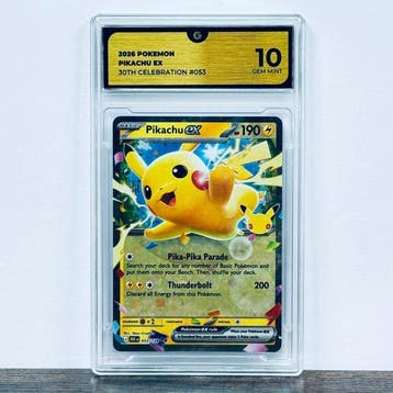 Pokémon Graded card - Pikachu ex 053 - 30th Anniversary –, Nieuw