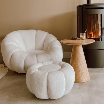 DS4U Olivia fauteuil set teddy - wit, Ophalen of Verzenden, Nieuw, Wit
