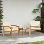 vidaXL Tuinstoel met kussen 2 pcs Olie naturel Massief, Tuin en Terras, Verzenden, Nieuw, 2 zitplaatsen
