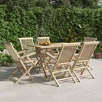 vidaXL 7-delige Tuinset massief teakhout grijs, Verzenden, 6 zitplaatsen, Nieuw, Tuinset
