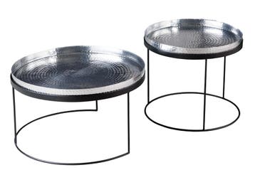 Set van 2 ronde salontafels ELEMENTS 60cm zilverzwart, Ophalen of Verzenden, Nieuw