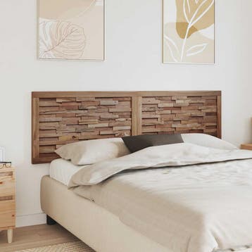 vidaXL Bed Hoofdbord Naturel Massief Teakhout, Verzenden, Nieuw, Bruin, Hout
