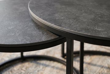 Salontafel ELEGANCE 75cm set van 2 keramiek grijs, Huis en Inrichting, Tafels | Salontafels, Ophalen of Verzenden, Nieuw