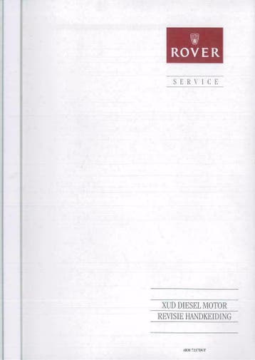 1994 Rover XUD Diesel Motor revisie werkplaats handleiding, Verzenden