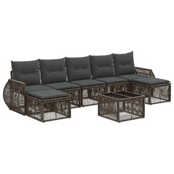 vidaXL Tuinbankenset 8 pcs Grijs en Donkergrijs poly rattan, Verzenden, Nieuw, 8 zitplaatsen