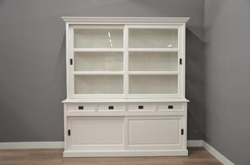 Witte buffetkast – winkelkast – vitrinekast 200 cm breed, Huis en Inrichting, Kasten | Vitrinekasten, 200 cm of meer, Nieuw, Ophalen of Verzenden