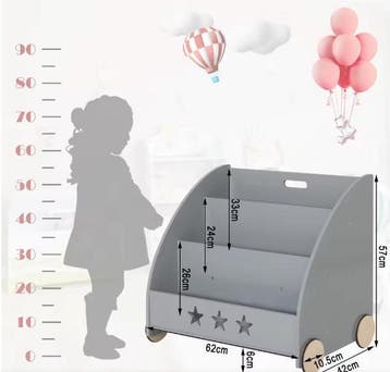 Boeken- en Speelgoedkast voor Kinderen op Wielen, Verzenden, Nieuw