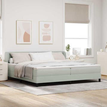 vidaXL Boxspringbed met hoofdeinde Lichtgrijs 200 x 200 cm, Verzenden, Nieuw, Stof