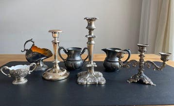 Kandelaar (7) - Verzilverd - Vintage & Antieke