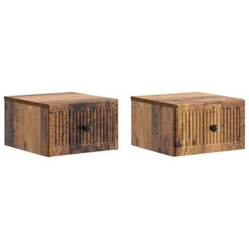 vidaXL Wandbeugel Bedkast met lade 2 pcs Oud hout 33 x 34,5, Minder dan 45 cm, Verzenden, Nieuw, Minder dan 55 cm