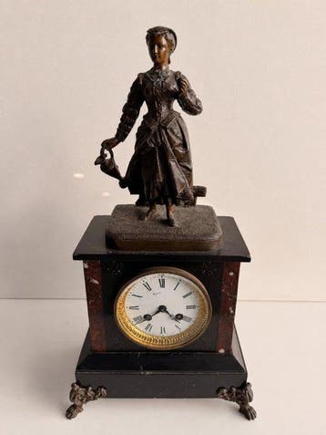 Figurale pendule - Marmer, Messing - 1850-1900, Antiek en Kunst