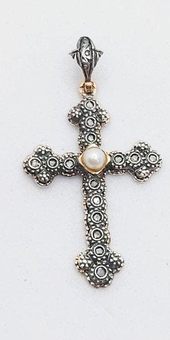 Zonder minimumprijs - Kruishanger - 19.2 kt. Roségoud,, Sieraden, Tassen en Uiterlijk, Antieke sieraden