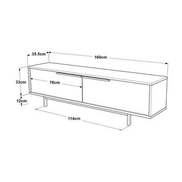 TV meubel Kvænangen 160x35,5x45 cm eikenkleurig zwart en rot, Verzenden, Nieuw