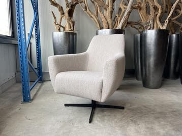 Veiling - Fauteuil Arsenie -Draaibaar- Boucle- Natural - Bei, Nieuw