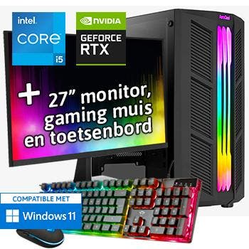 Core i5 + RTX 5050 Game PC Set met Monitor Toetsenbord Muis, Nieuw