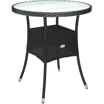 Polyrotan Balkontafel Zwart Ø60cm (Tuin en Terras), Verzenden, Nieuw