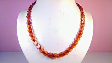 halsketting - Barnsteen - Cognac colour Baltic Amber -