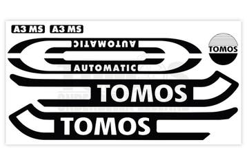Tomos Stickerset standaard glans automatic zwart / wit co..., Ophalen of Verzenden, Nieuw, A.J. Bromfiets Parts B.V.