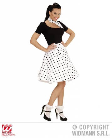 Rock and Roll rok met sjaaltje wit/zwart, Kleding | Dames, Carnavalskleding en Feestkleding, Ophalen of Verzenden, Nieuw