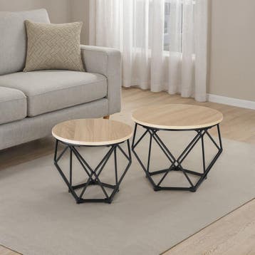 2 Benham salontafels - Industrieel licht hout, eiken Sonoma, Verzenden, Nieuw