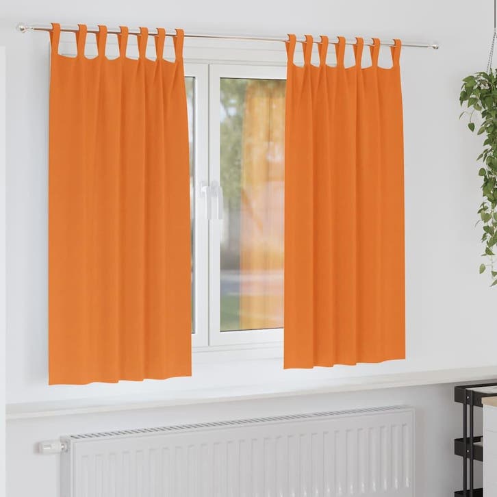 vidaXL Zwart-out Gordijnen met Ringen 2 pcs Feloranje 175 x, Huis en Inrichting, Stoffering | Gordijnen en Lamellen, Nieuw, Verzenden