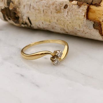 Gouden toi et moi ring met diamanten; 0,03 ct., Gebruikt, Ophalen of Verzenden, 17 tot 18, Met edelsteen