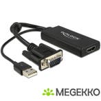 Delock 62668 VGA naar HDMI Adapter met Audio zwart, Verzenden, Nieuw