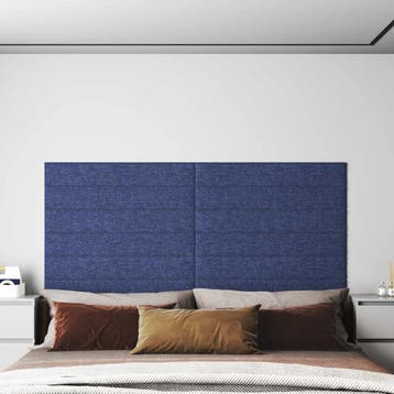 vidaXL Wandhoofdbord 12 st 90 x 15 cm Blauw Stof, Doe-het-zelf en Verbouw, Platen en Panelen, Verzenden, Nieuw