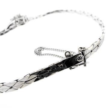 Witgouden cobraschakel armband met diamanten, Gebruikt, Ophalen of Verzenden, Met edelsteen, Goud