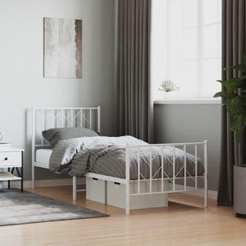 vidaXL Bedframe met hoofd- en voeteneinde metaal wit 80x200, Eenpersoons, Verzenden, Wit, Nieuw