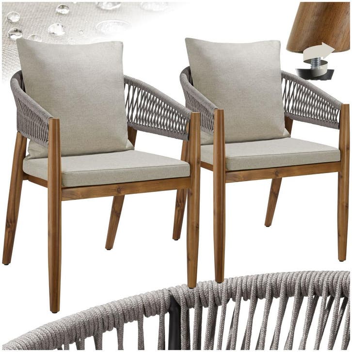 Tuinstoel Manacor, ropedesign - greige, Set van 2, Tuin en Terras, Overige Tuin en Terras, Verzenden
