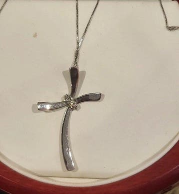 Ketting met hanger - 18 karaat Witgoud - Diamant