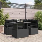 vidaXL Tuin Sofa Set met kussen met opslag 5 pcs Zwart Poly, Verzenden, Nieuw, Rotan, 5 zitplaatsen