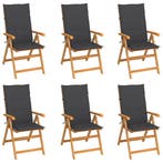 Tuinstoelen 6 st met antracietkleurige kussens massief teakh, Tuin en Terras, Tuinstoelen, Verzenden, Nieuw