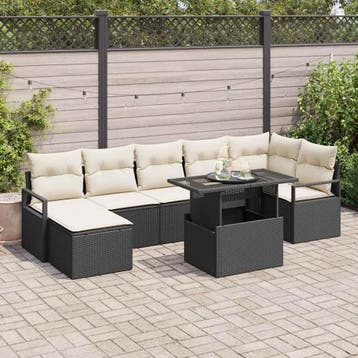 vidaXL Tuin Sofa Set 8 st Zwart en Crème poly rattan, Verzenden, Nieuw, 8 zitplaatsen