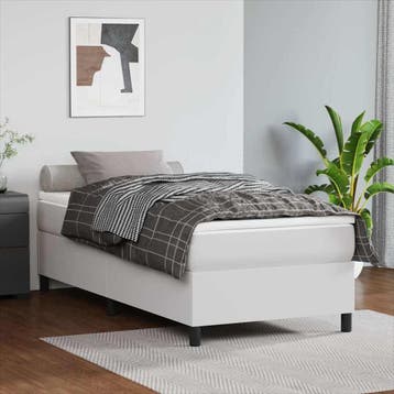 vidaXL Boxspring bed kunstleer wit 80x200 cm, Overige materialen, Eenpersoons, Verzenden, Wit