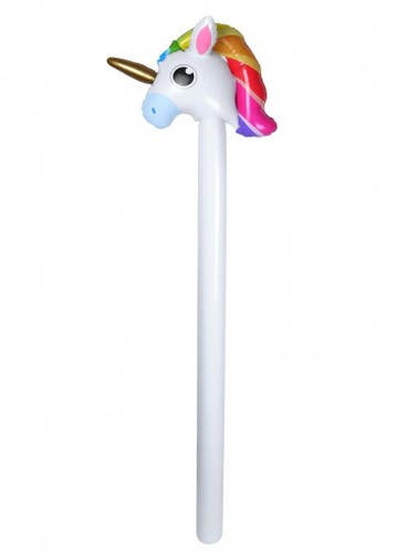 Opblaas Unicorn stokpaardje 110 cm, Verzenden, Nieuw, Feestartikel
