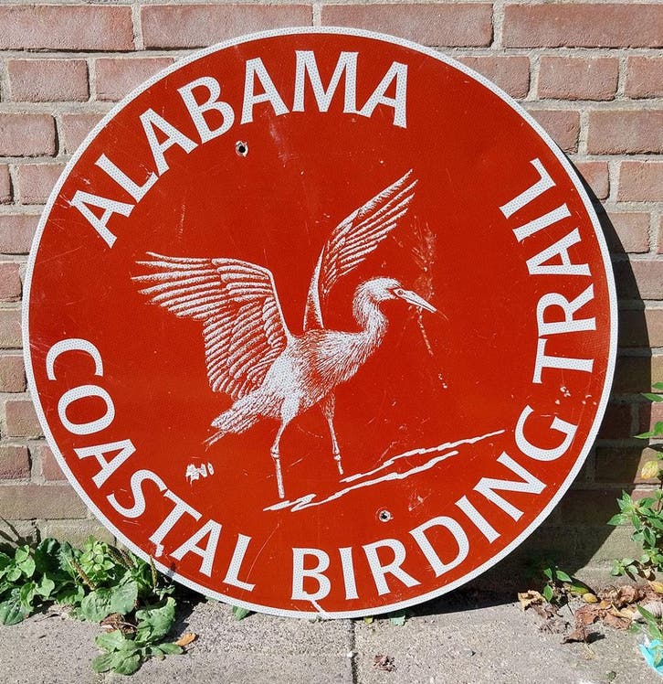 Alabama Coastal Birding Trail Straatbord - Origineel - Ø76cm, Verzamelen, Merken en Reclamevoorwerpen, Ophalen