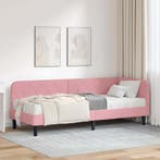 vidaXL Hoekbedframe Roze 80 x 200 cm Fluweel, Verzenden, Nieuw, Stof