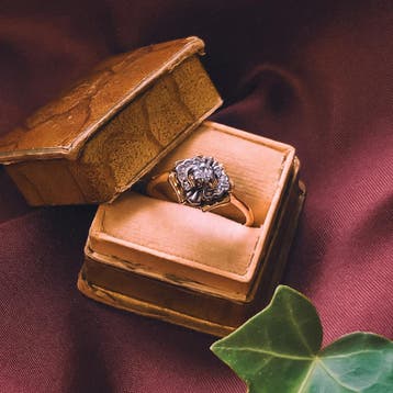 Vintage bicolor ring met zirconia en diamant 0,14 ct., 18 tot 19, Gebruikt, Overige kleuren, Ophalen of Verzenden