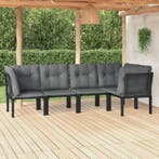 vidaXL 5-delige Loungeset poly rattan zwart en grijs, Tuin en Terras, Verzenden, Nieuw, Rvs, Loungeset